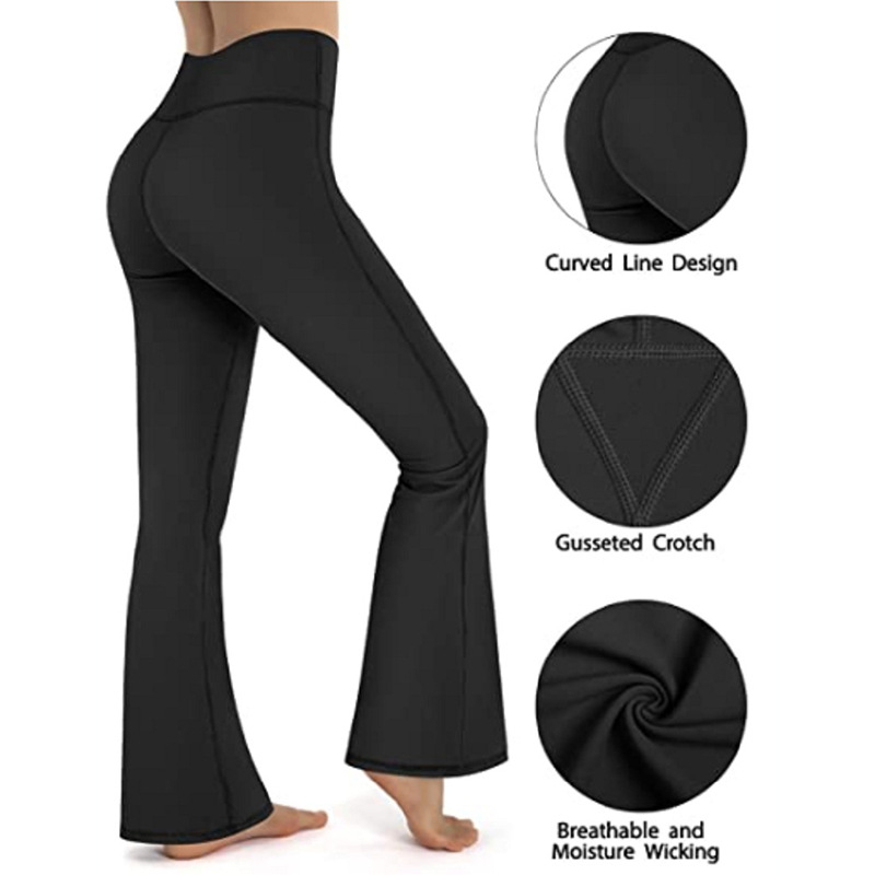 Γυναικείοι παντελόνες με ψηλή μέση, μικρο-φλάιρ σε ευρεία γραμμή, υπερελαστικό ύφασμα (79% πολυεστέρας)