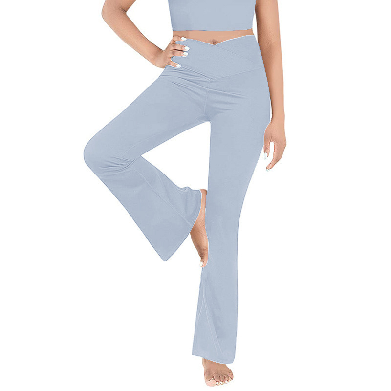 Γυναικείοι παντελόνες με ψηλή μέση, μικρο-φλάιρ σε ευρεία γραμμή, υπερελαστικό ύφασμα (79% πολυεστέρας)