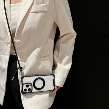 Keturių kampų kilpelė sukiojamas dėklas iPhone 11/12/13/14/17 Pro/Pro Max – PC+TPU, injekcinis liejimas, magnetinis prisijungimas, kritimo atsparumas