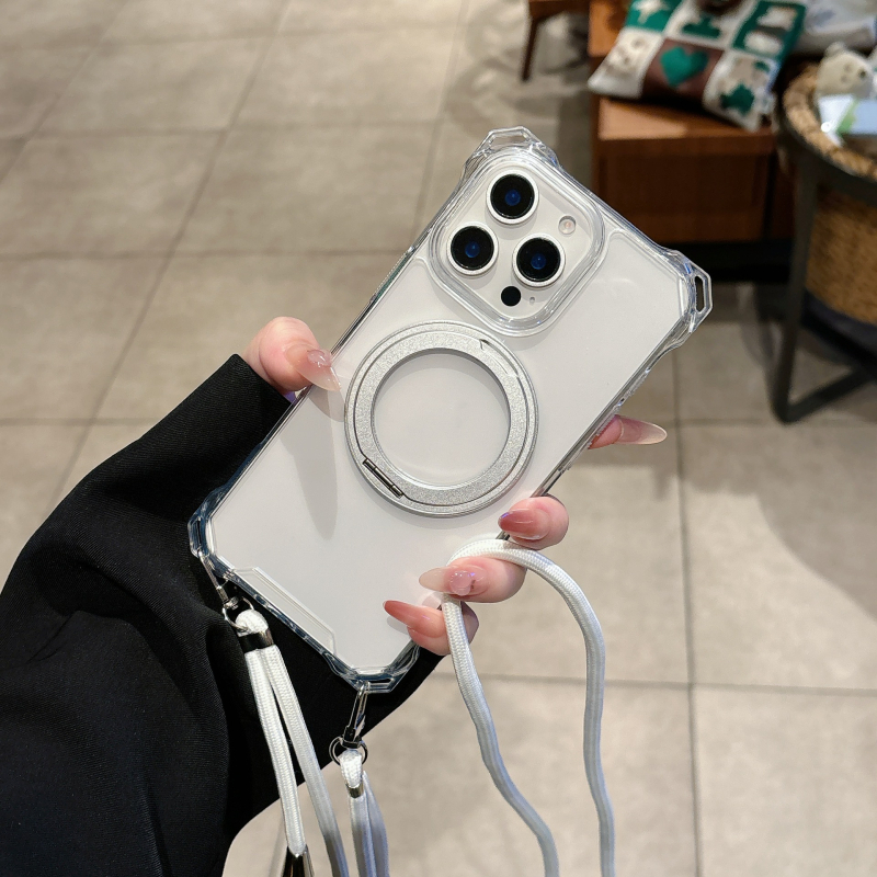 Keturių kampų kilpelė sukiojamas dėklas iPhone 11/12/13/14/17 Pro/Pro Max – PC+TPU, injekcinis liejimas, magnetinis prisijungimas, kritimo atsparumas