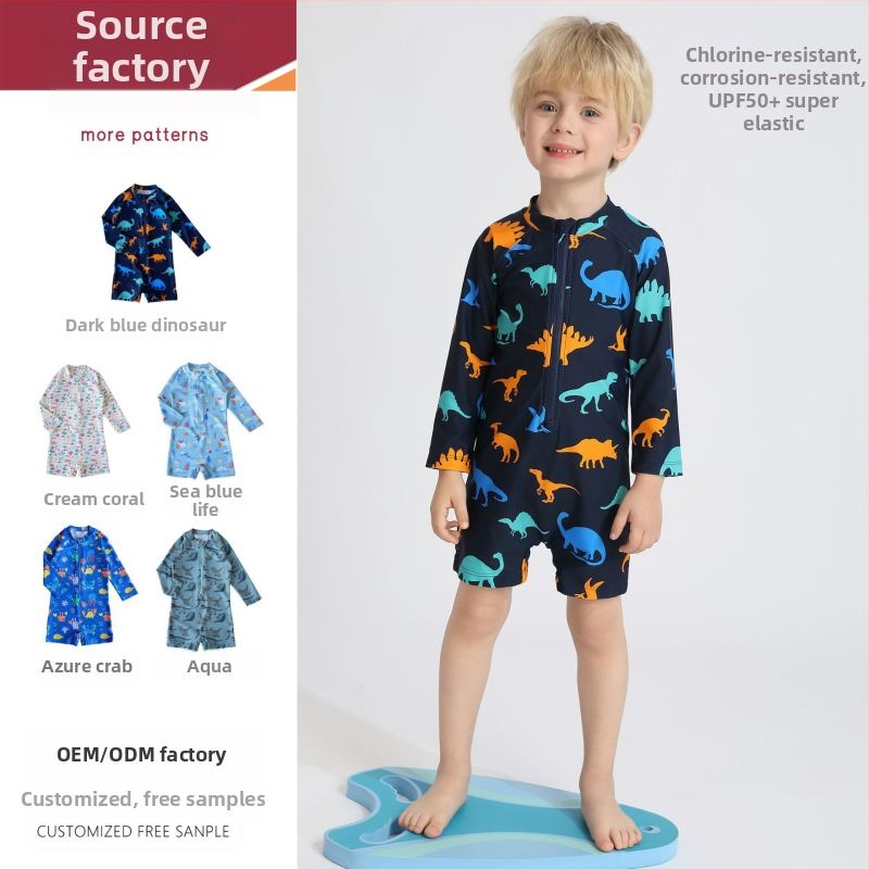 Laste pikkade varrukatega üheosaline ujumistrikoo UV-kaitse ja kiireks kuivamiseks, polüester, tüdrukutele 1–8-aastastele