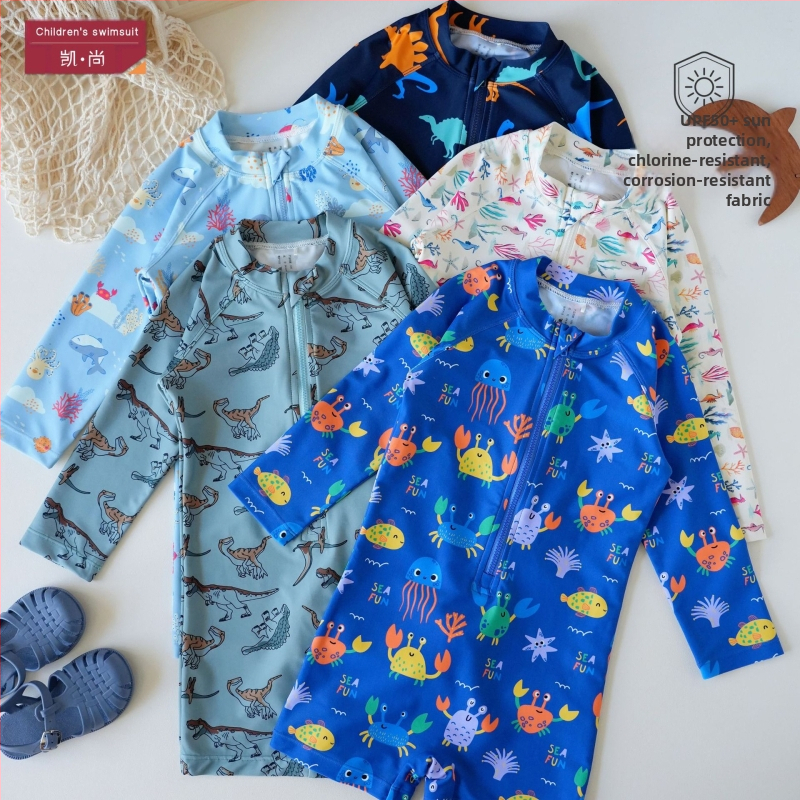 Detské jednodielne plavky s dlhými rukávmi, UV ochrana a rýchloschnúce, polyester, pre dievčatá 1–8 rokov