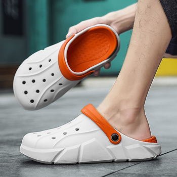 Vyriniai vasariniai sandalai su uždaru priekiu, kvėpuojantys, EVA padas, viršutinė dalis – sintetinė oda, sagties užsegimas