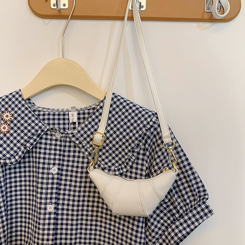 Vaikų mini croissant krepšys, PU medžiaga, per petį, modernus stilius, pavasaris 2025