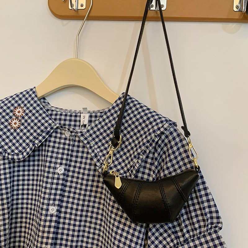 Vaikų mini croissant krepšys, PU medžiaga, per petį, modernus stilius, pavasaris 2025