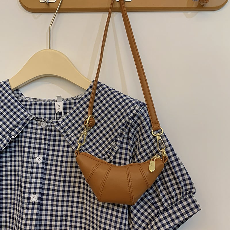 Vaikų mini croissant krepšys, PU medžiaga, per petį, modernus stilius, pavasaris 2025