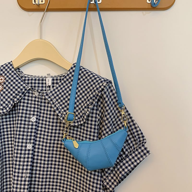 Vaikų mini croissant krepšys, PU medžiaga, per petį, modernus stilius, pavasaris 2025