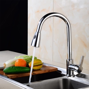 Vario virtuvės čiaupas su ištraukiamu antgaliu, 360° pasukamas, keraminis kartridžą, karštas ir šaltas vanduo, modelis 7084