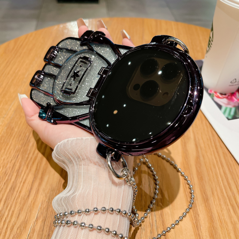 Husa iPhone cu design astronaut glitter și lanț diagonal, TPU, realizare manuală, stil cartoon/trend/lux lejer, protecție: șoc, disipare căldură, anti cădere, compatibilă cu Apple iPhone