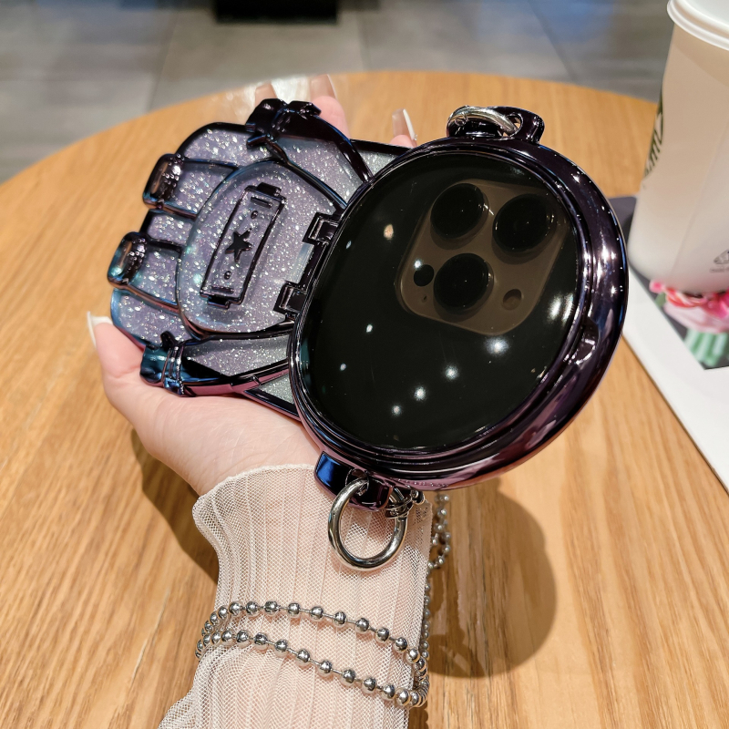 Husa iPhone cu design astronaut glitter și lanț diagonal, TPU, realizare manuală, stil cartoon/trend/lux lejer, protecție: șoc, disipare căldură, anti cădere, compatibilă cu Apple iPhone