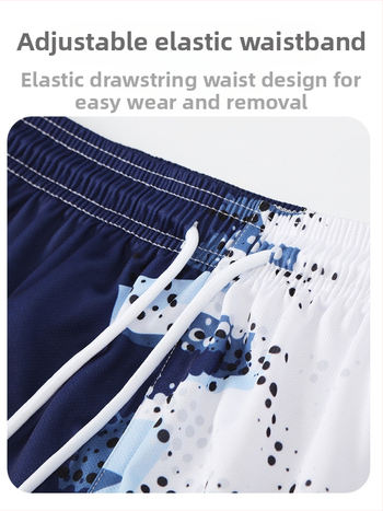 Unisex plaukimo šortai su atspaudu, poliesterio pluošto mišinys, 100% poliesterio pamušalas, tinkami plaukimui ir vandens sportams