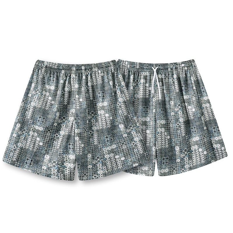 Unisex plaukimo šortai su atspaudu, poliesterio pluošto mišinys, 100% poliesterio pamušalas, tinkami plaukimui ir vandens sportams