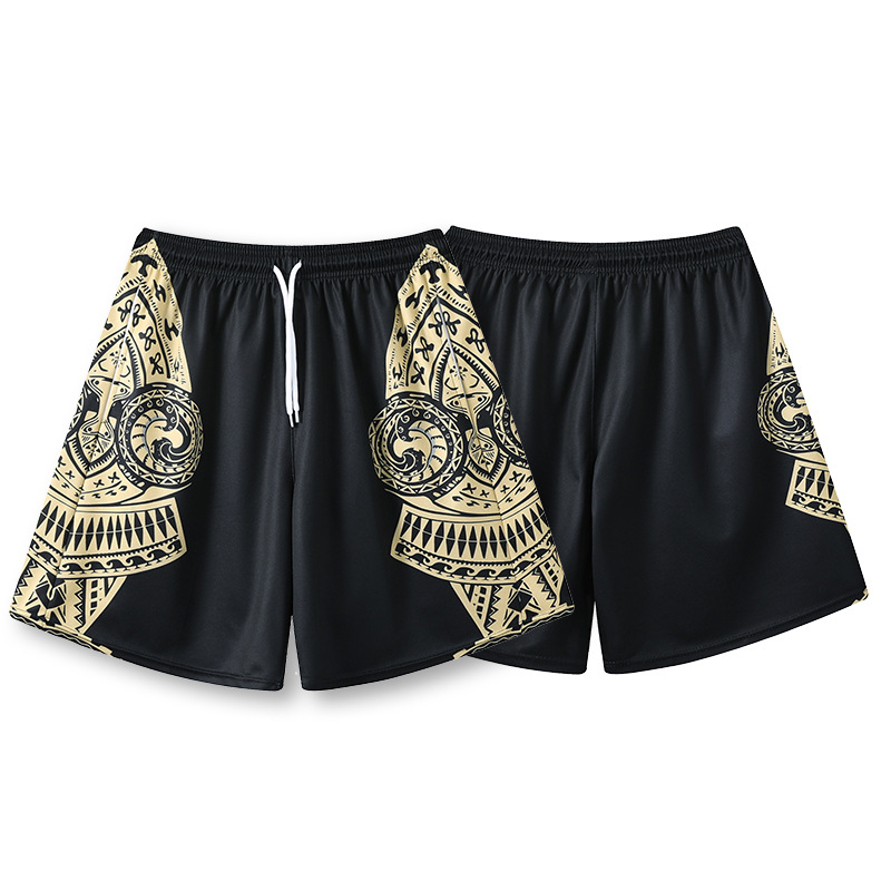 Unisex plaukimo šortai su atspaudu, poliesterio pluošto mišinys, 100% poliesterio pamušalas, tinkami plaukimui ir vandens sportams