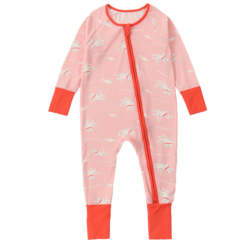 Μωρό ολόσωμη φορμάδα από μπαμπού ίνες, διπλό φερμουάρ, μακριά μανίκια, όλους τους καιρούς, 95% μπαμπού, 5% βαμβάκι, για ηλικίες 1–3 ετών