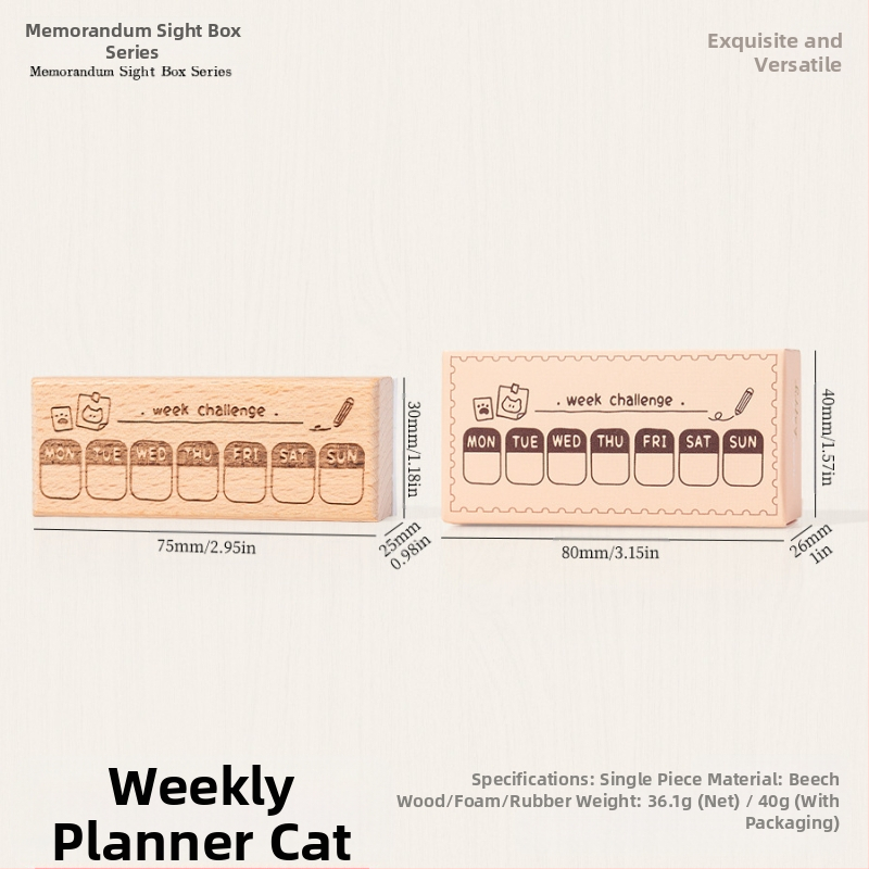 Medinė planavimo spauda su retro katės motyvu, animacinio stiliaus, pusiau rankinis ir pusiau mechaninis gaminimas, Meow Box serija, tinkama dovana