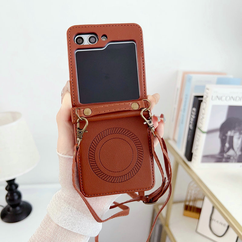 Samsung Z Flip5 ādas lieta, PU+PC materiāls, minimalistisks dizains, mehāniska apstrāde; pielāgošana pieejama; aizsardzība pret šoks, nolietošanos, krišanu un pirkstu nospiedumiem