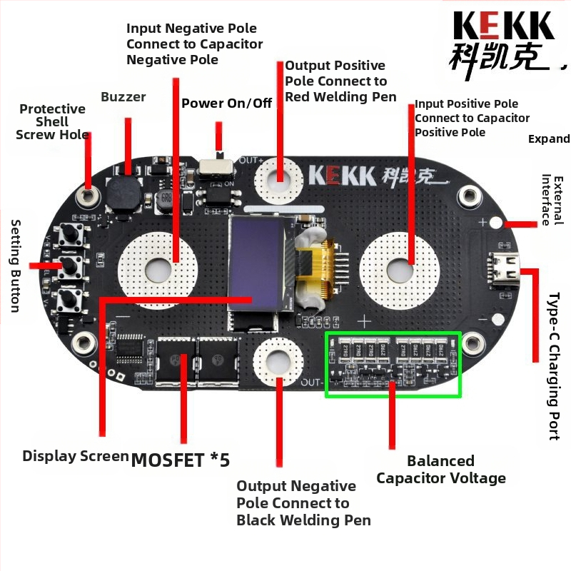 K7 точков заварчик с LCD дисплей и интелигентно управление, двойно импулсно заваряване, контролна платка за 18650 литиеви батерии, модел 1003502694, DIY аксесоар