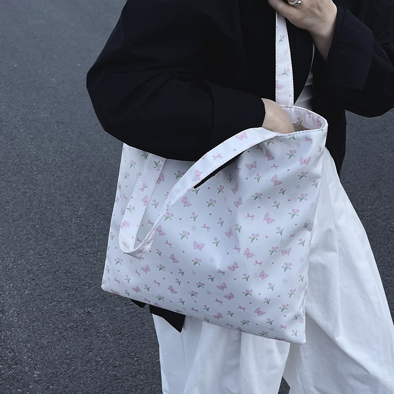 Unisex tote bag με σχέδιο 3D φλοράλ, αδιάβροχο νάιλον, μεγάλη χωρητικότητα, καμπύλη ιμάντας ώμου, κατάλληλη για μαθητές εξωσχολικές δραστηριότητες