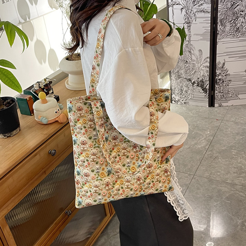 Unisex tote bag με σχέδιο 3D φλοράλ, αδιάβροχο νάιλον, μεγάλη χωρητικότητα, καμπύλη ιμάντας ώμου, κατάλληλη για μαθητές εξωσχολικές δραστηριότητες