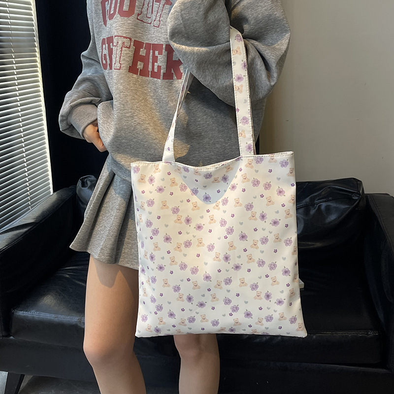 Unisex tote bag με σχέδιο 3D φλοράλ, αδιάβροχο νάιλον, μεγάλη χωρητικότητα, καμπύλη ιμάντας ώμου, κατάλληλη για μαθητές εξωσχολικές δραστηριότητες