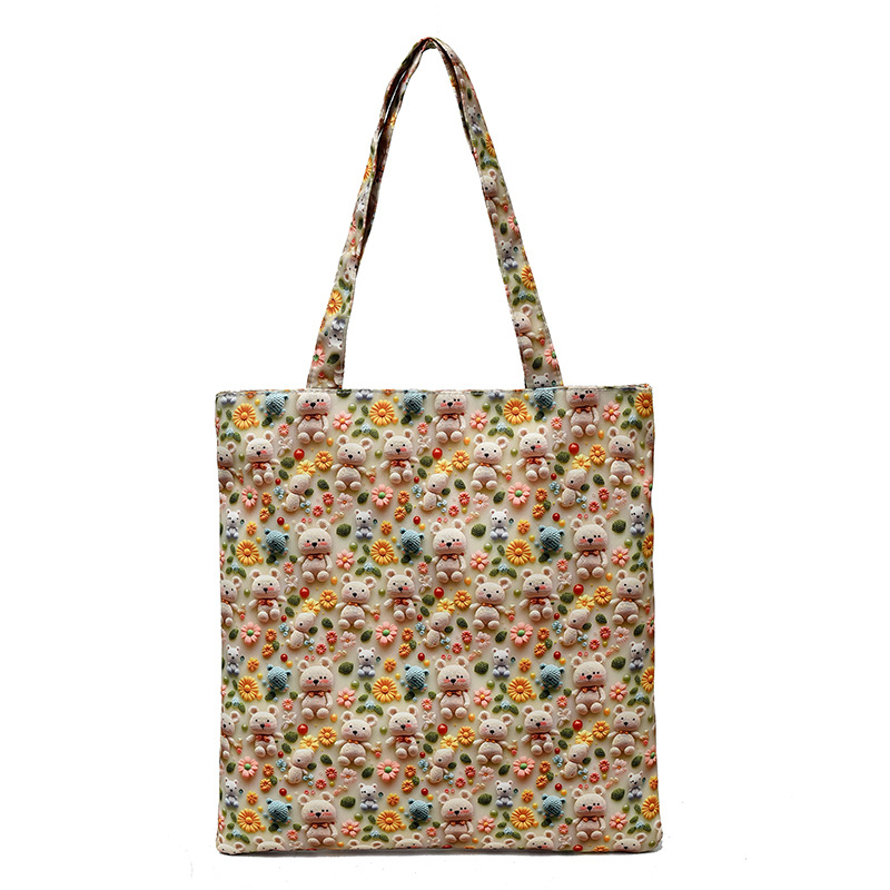 Unisex tote bag με σχέδιο 3D φλοράλ, αδιάβροχο νάιλον, μεγάλη χωρητικότητα, καμπύλη ιμάντας ώμου, κατάλληλη για μαθητές εξωσχολικές δραστηριότητες