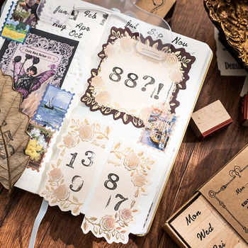 Xiami medinis dienoraščio antspaudų rinkinys – mėnesio ir savaitės žymės, spausdinimo technika