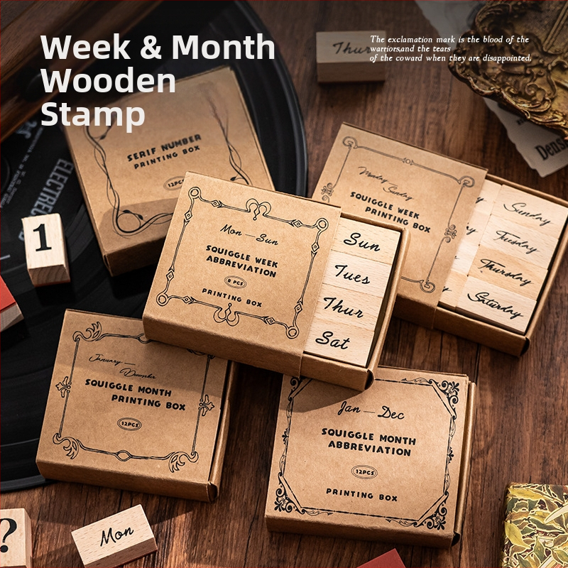 Xiami koka dienasgrāmatas zīmogu komplekts – mēnesis un nedēļa, drukāšanas tehnika