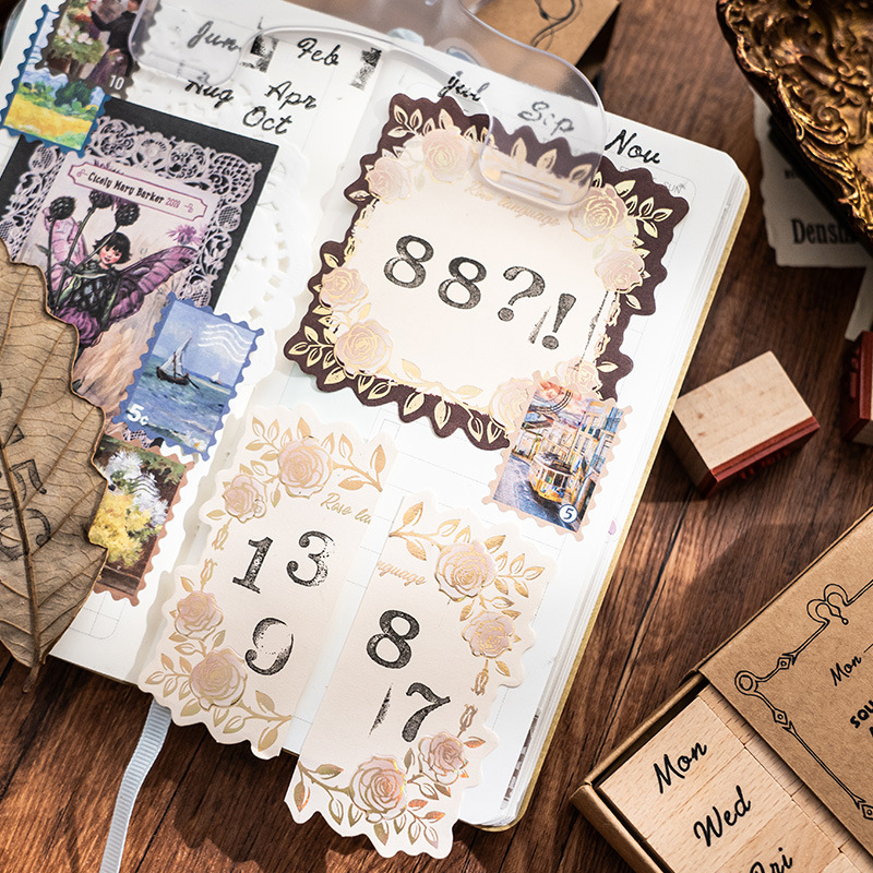 Xiami medinis dienoraščio antspaudų rinkinys – mėnesio ir savaitės žymės, spausdinimo technika