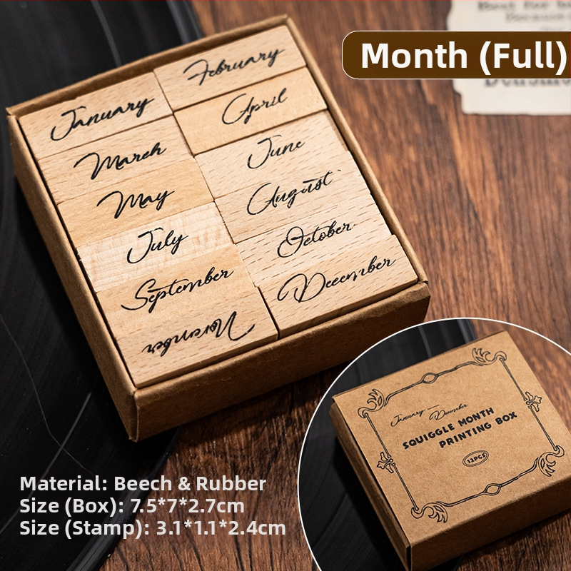 Xiami medinis dienoraščio antspaudų rinkinys – mėnesio ir savaitės žymės, spausdinimo technika