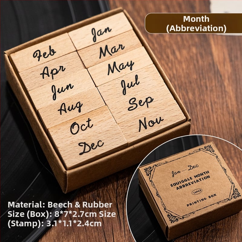 Xiami medinis dienoraščio antspaudų rinkinys – mėnesio ir savaitės žymės, spausdinimo technika