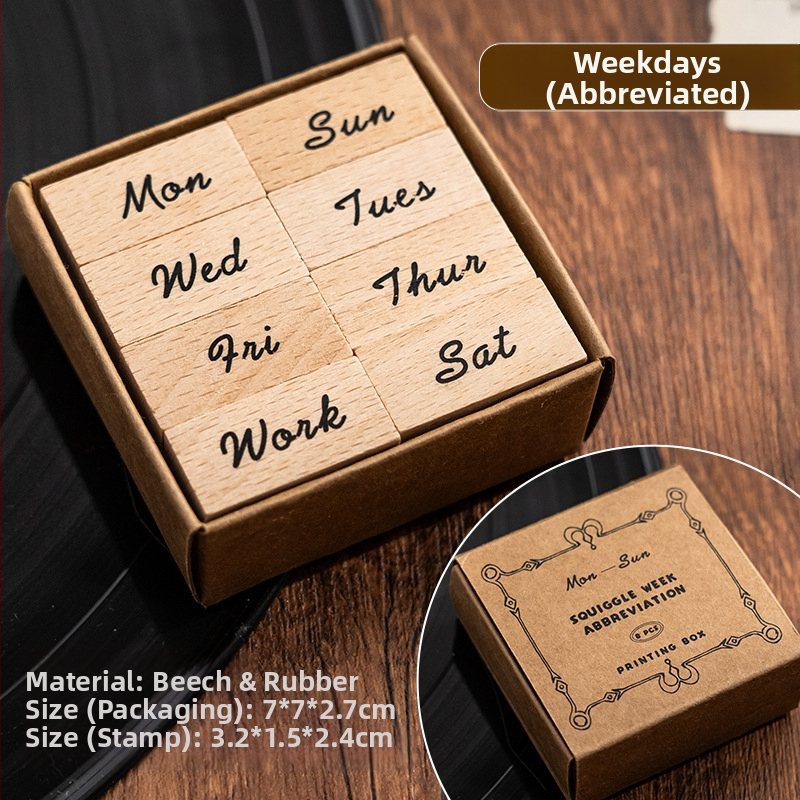 Xiami medinis dienoraščio antspaudų rinkinys – mėnesio ir savaitės žymės, spausdinimo technika