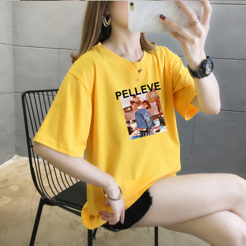 Μπλουζάκι με σχέδιο καρτούν, ύφασμα από βαμβάκι-ακρυλικό μείγμα, στρογγυλός λαιμός, κοντό μανίκι