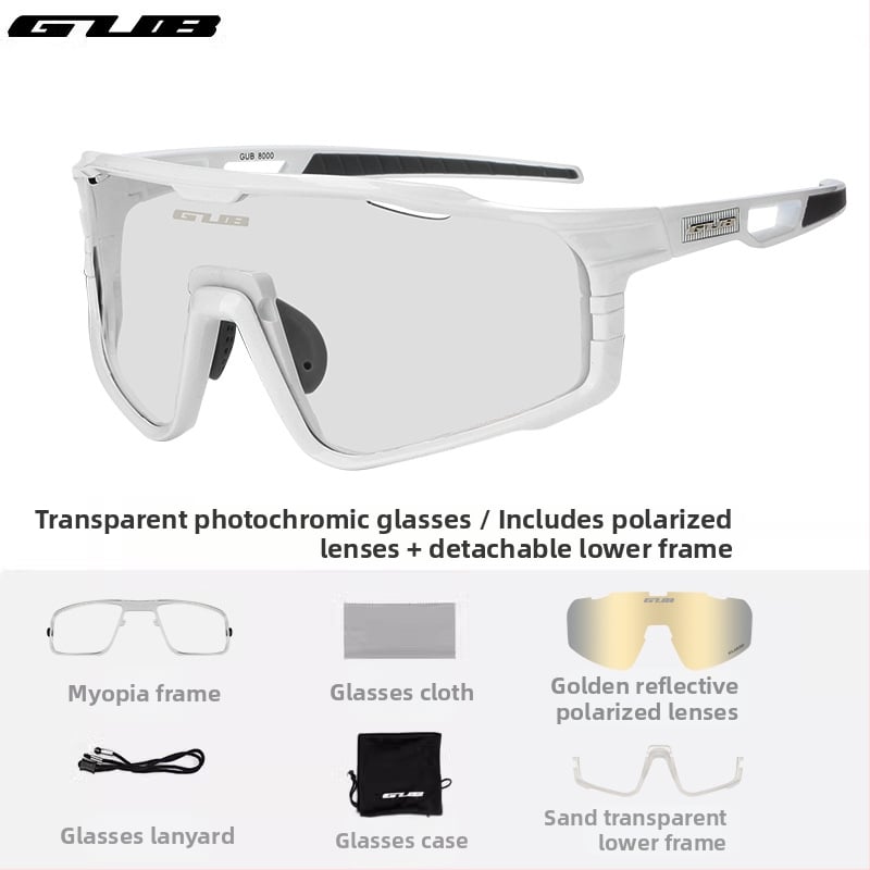 GUB 8000 Dviračių akiniai: poliarizuoti, vėjo atsparūs, dienos-nakties dviguba naudojimas, keičiamų objektyvų