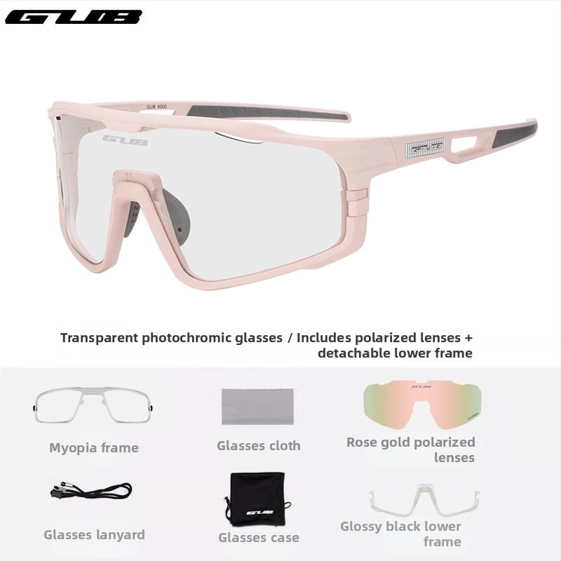 GUB 8000 Dviračių akiniai: poliarizuoti, vėjo atsparūs, dienos-nakties dviguba naudojimas, keičiamų objektyvų