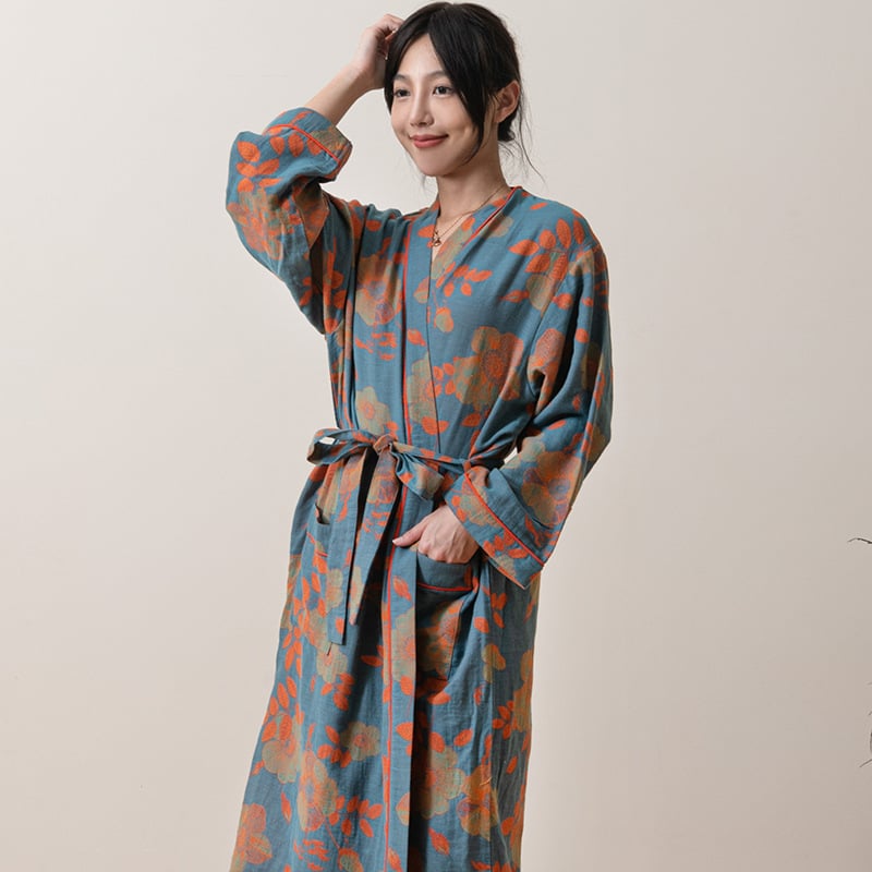 Pijamale din bumbac cu voal dublu, pantaloni până la gleznă, stil luxos pentru casă