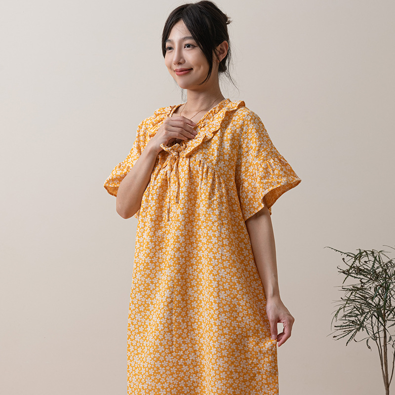 Pijamale din bumbac cu voal dublu, pantaloni până la gleznă, stil luxos pentru casă