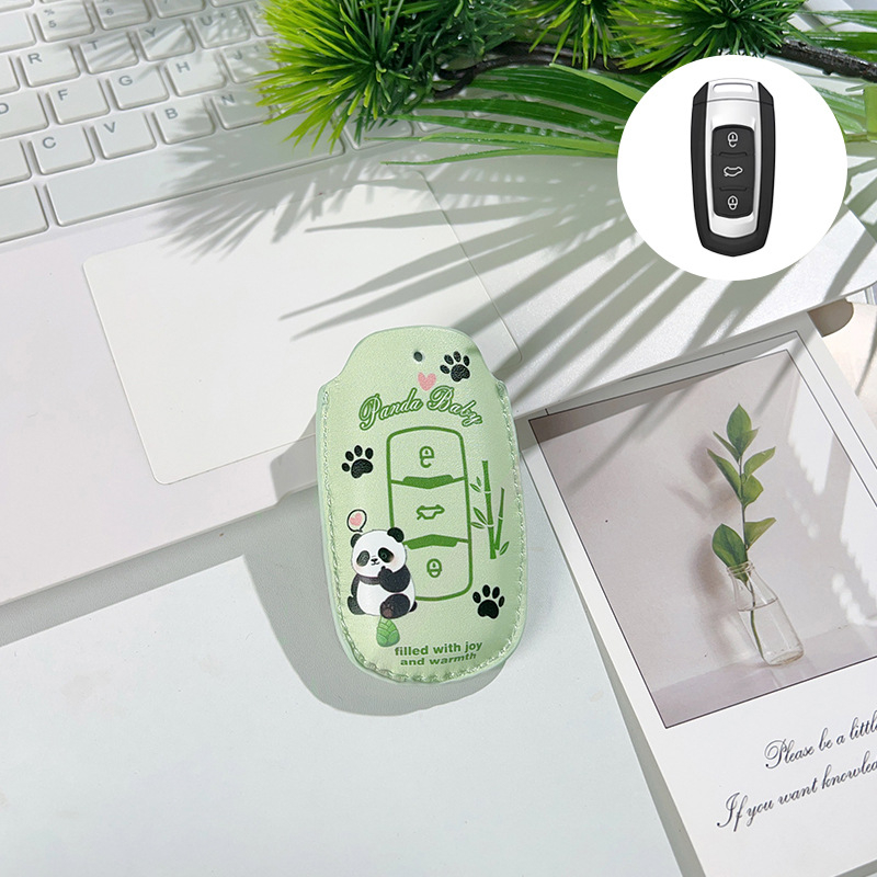 Geely Panda modelio raktų dėklas — piešinio stilius, super pluošto oda, pritaikomas