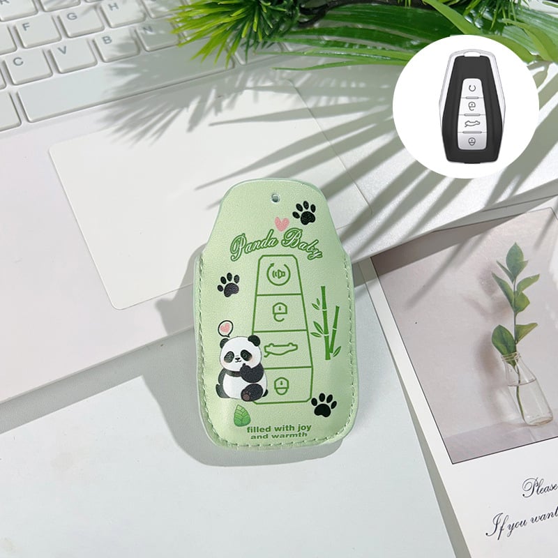 Geely Panda modelio raktų dėklas — piešinio stilius, super pluošto oda, pritaikomas