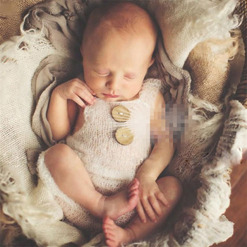 Σετ φωτογράφισης νεογέννητου: πλεκτό ρούχο με ιμάντες σε μορφή αρκούδας από χημική ίνα με 1% ελαστάνη, για φωτογράφηση στο στούντιο (0–80 cm)