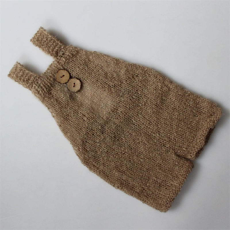 Σετ φωτογράφισης νεογέννητου: πλεκτό ρούχο με ιμάντες σε μορφή αρκούδας από χημική ίνα με 1% ελαστάνη, για φωτογράφηση στο στούντιο (0–80 cm)