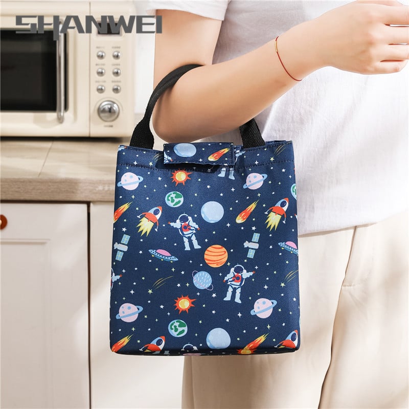 Vaikų pietų maišelis su animaciniu atspaudu, nešiojamas sulankstomas izoliacinis pietų dėklas iš Oxford audinio ir aliuminio folijos, talpa 6000