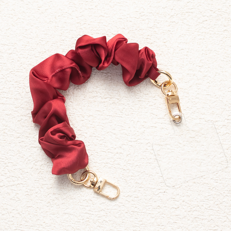 Mobiltelefon nyakpánt dupla kapoccsal, anti-eltűnés, kézzel kötött, poliészter+fém, minta lepke/szitakötő, Instagram-stílus