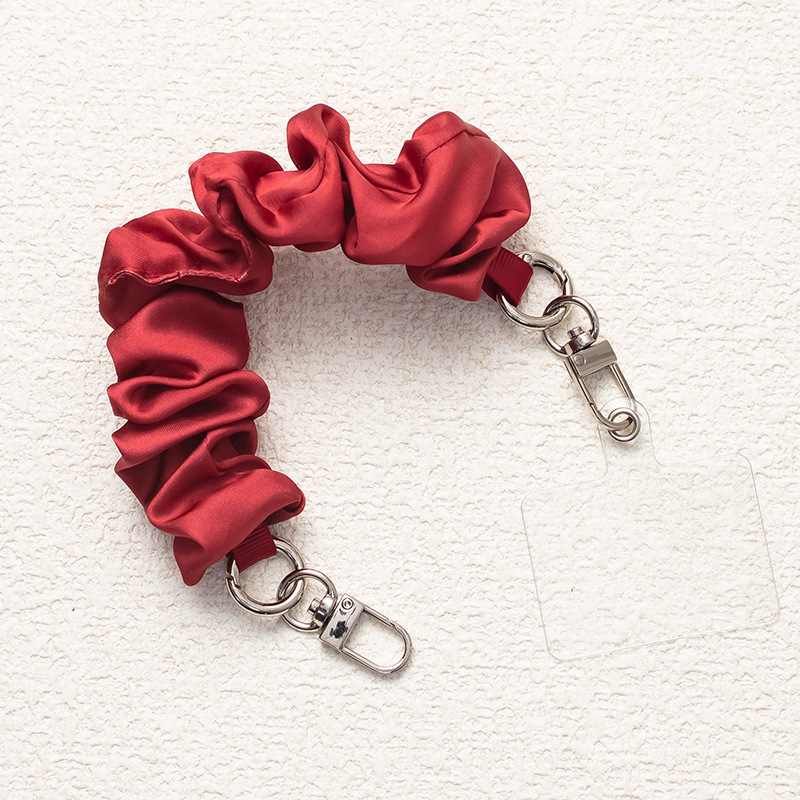 Mobiltelefon nyakpánt dupla kapoccsal, anti-eltűnés, kézzel kötött, poliészter+fém, minta lepke/szitakötő, Instagram-stílus