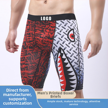 Vyriski kvėpauojantys sportiniai bokseriai su ryklių burnos spaudu, be siūlių, vidutinio juosmens pločio, 90-95% poliesterio su spandeksu