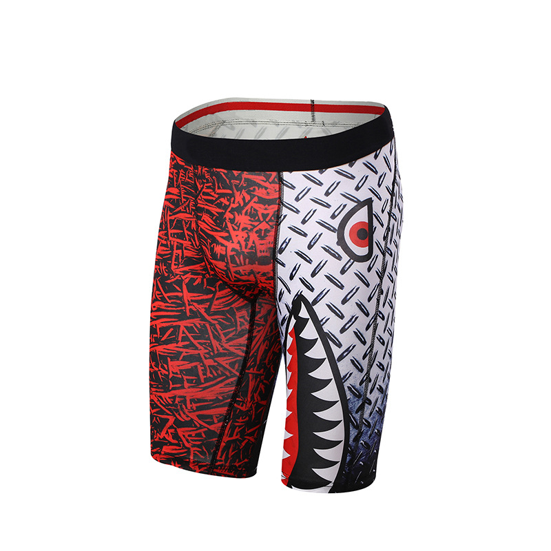 Vyriski kvėpauojantys sportiniai bokseriai su ryklių burnos spaudu, be siūlių, vidutinio juosmens pločio, 90-95% poliesterio su spandeksu