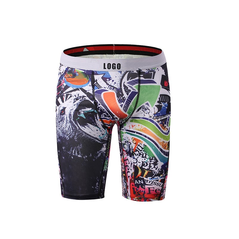 Vyriski kvėpauojantys sportiniai bokseriai su ryklių burnos spaudu, be siūlių, vidutinio juosmens pločio, 90-95% poliesterio su spandeksu