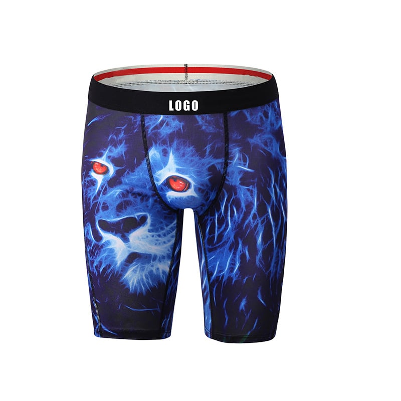 Vyriski kvėpauojantys sportiniai bokseriai su ryklių burnos spaudu, be siūlių, vidutinio juosmens pločio, 90-95% poliesterio su spandeksu
