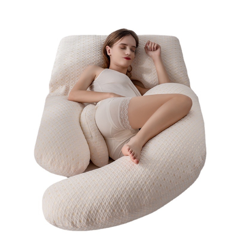 U formos nėščiųjų pagalvė su pilvo palaikymu, juosmens ir kojų apsauga; česėtos vilnos branduolys, aukštis 15.1–20 cm