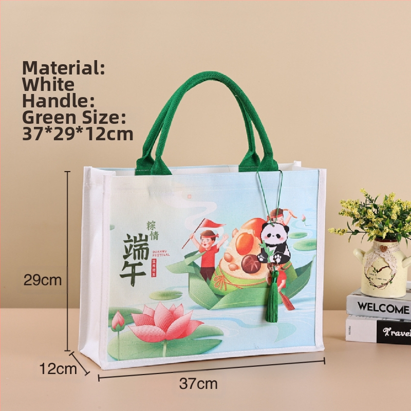 Чанта за подаръчна опаковка с ламиниран плат; екологична и стилна, печат на лого наличен; Материал: полиестер-памук; Методи на печат: ситопечат, машинен, дигитален, термотрансфер; Снабдяване: на едро и персонализирана