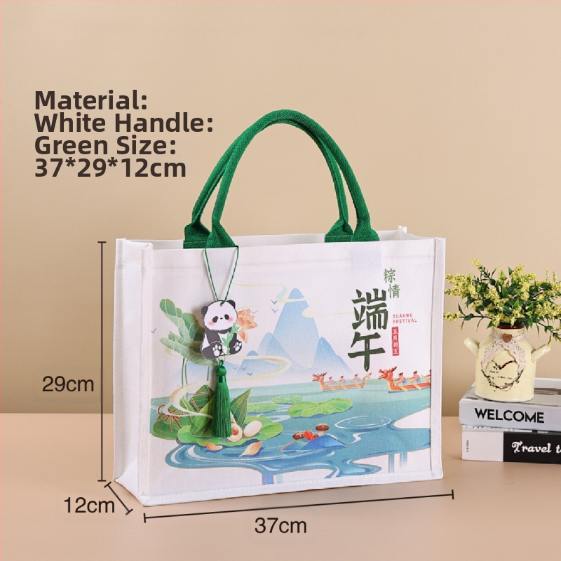 Dovanų įpakavimo krepšys su laminuota drobe; aplinkai draugiškas poliesterio ir medvilnės mišinys; logotipo spauda prieinama; spausdinimo metodai: serigrafinė spausda, mašininė spausda, skaitmeninė spausda, šilumos pernešimas